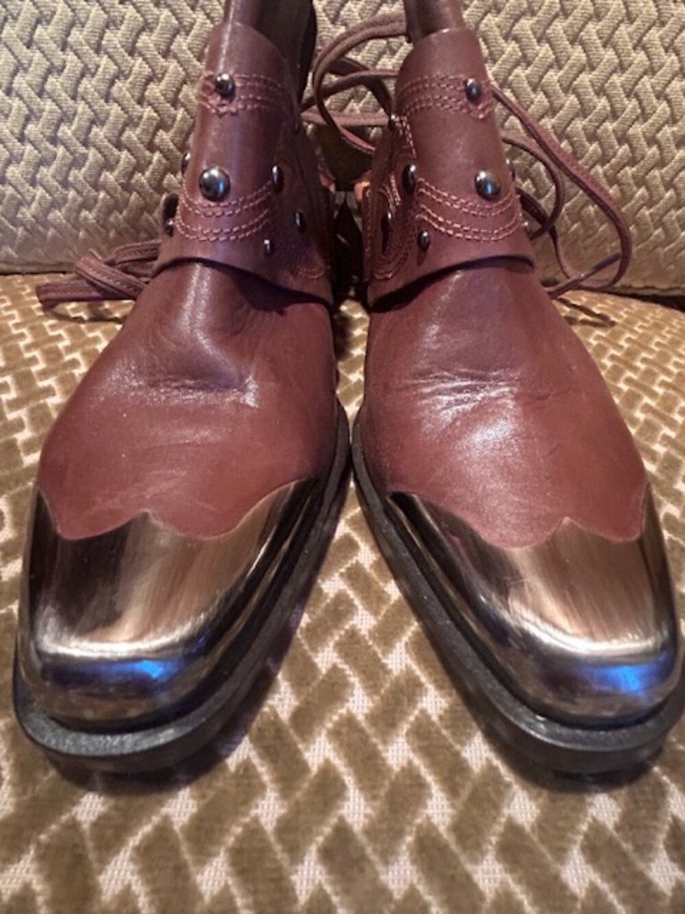 Free People Lush Brown Chocolate Leather Studded Rory Studded Shoe Boots NEW - Picture 16 of 16